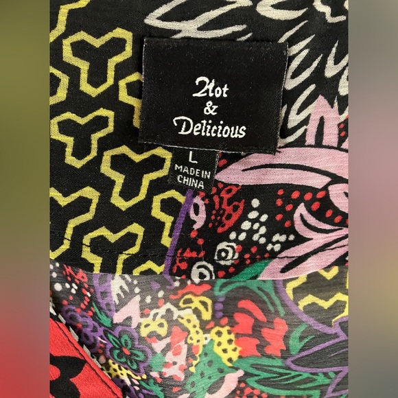 Sheer Colorful Print Dress V Neck and Back Tie - Picture 4 of 10